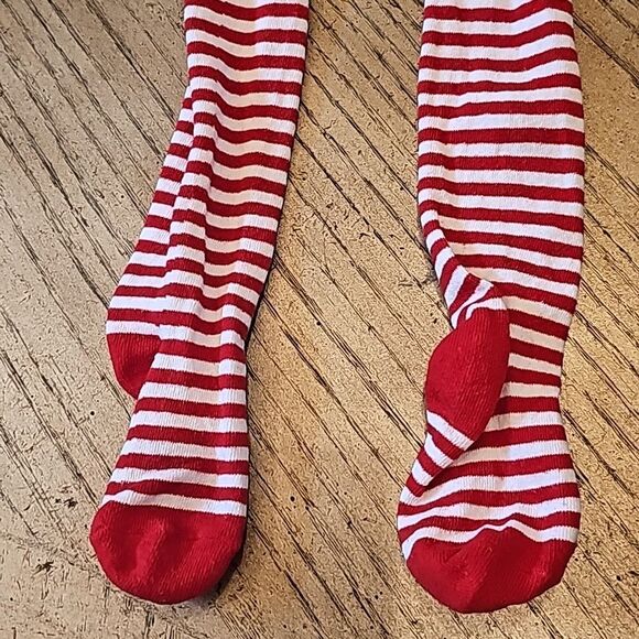 Red and white stripe stockings Rae Dunn One size but i say it fits 3/4 perfectly - Picture 7 of 8